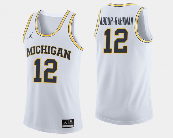 Michigan Wolverines #12 Men's Muhammad-Ali Abdur-Rahkman Jersey White Stitch College Basketball